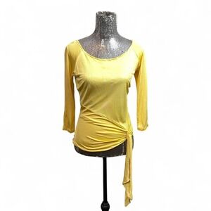 Vintage‎ Y2K Cache Silk Drape Tie-Front Asymmetrical Sheen Fitted Top Medium